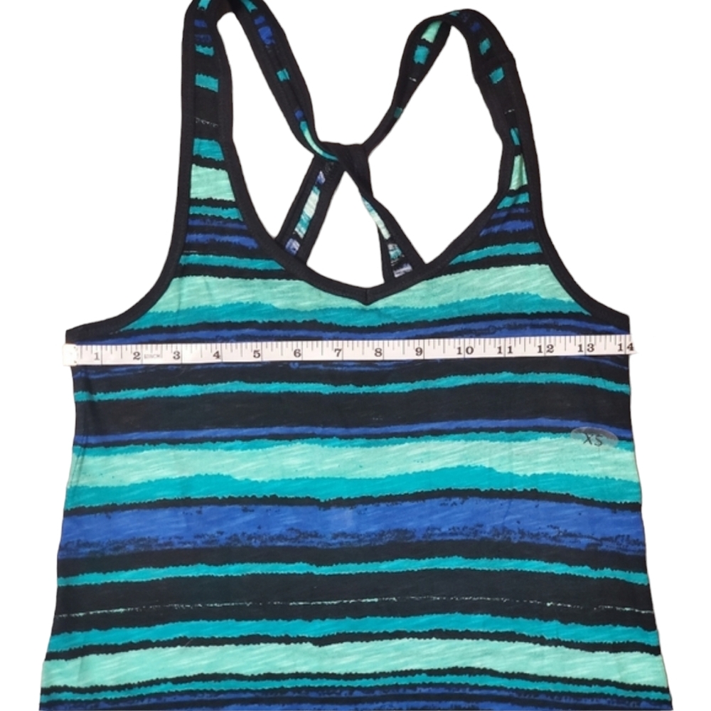 Maurices Top Womens XS Blue Striped Cross Back Tank Top - Picture 6 of 10